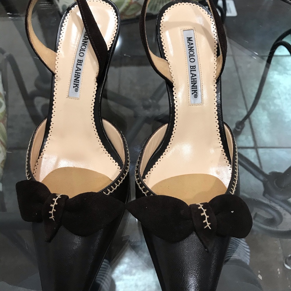 Manolo Blahnik Brown Leather Slingback size 6.5